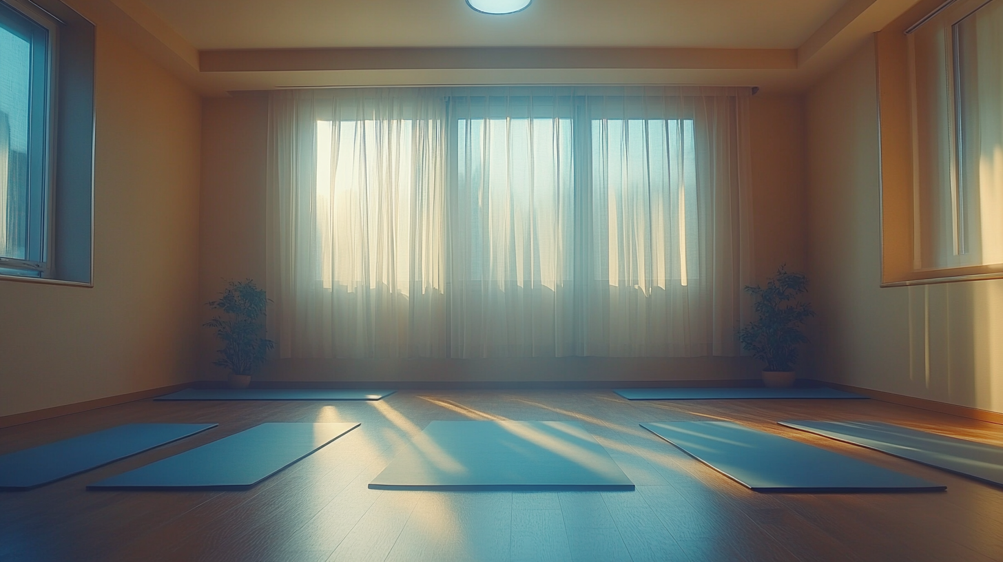 Інструктор йоги проводить заняття для старших людей